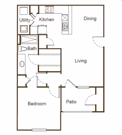 1 Bed • 1 Bath 18101 floor plan
